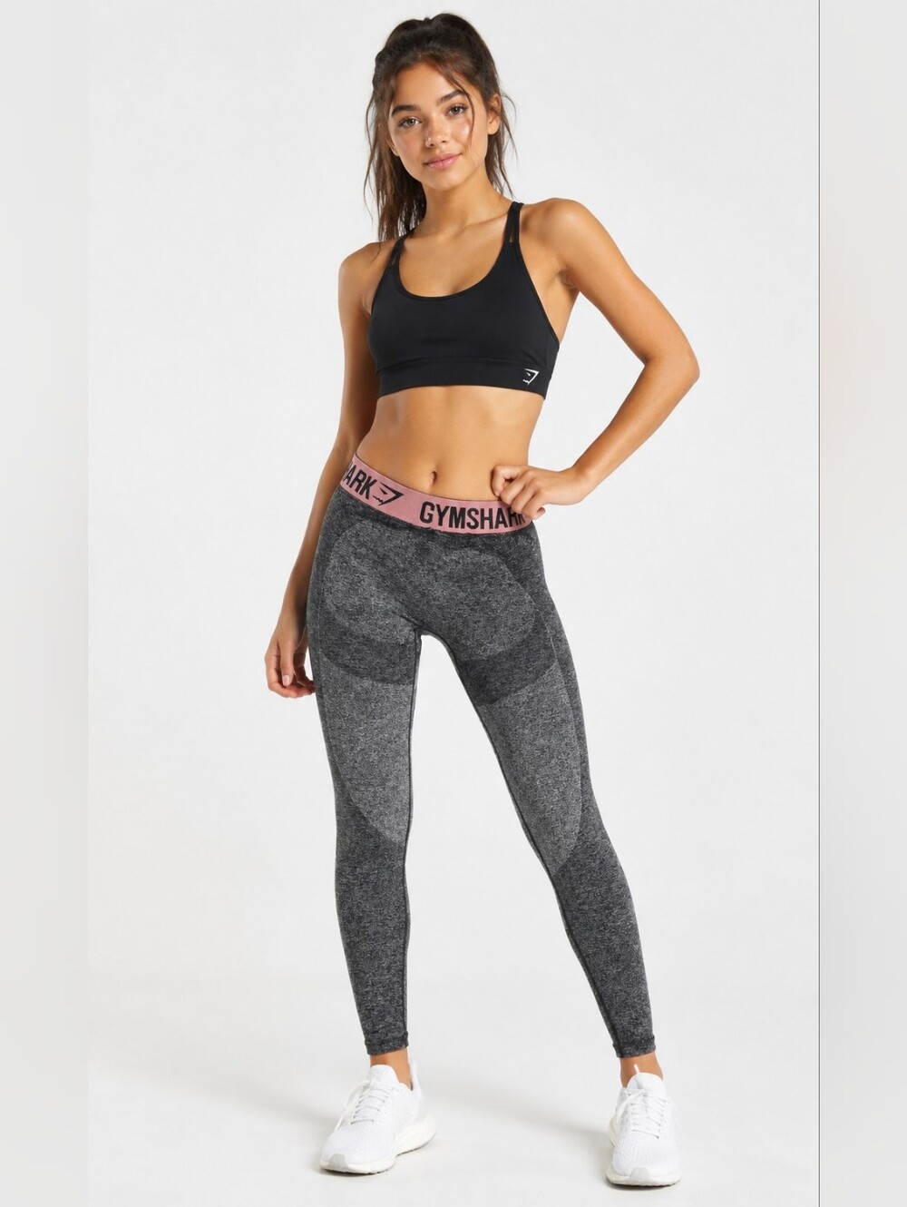 Gymshark Women’s Low-Rise Seamless Workout Leggings Gray Pink Size S